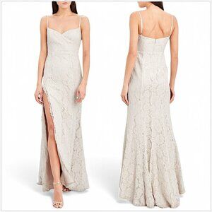 Fame and Partners Dandelion Champagne Lace Slit Gown Dress NEW NWT 4 or 2
